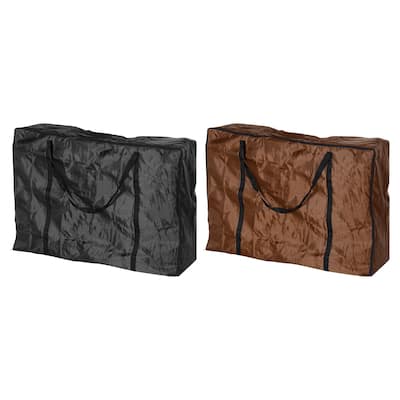 2Pcs Outdoor Folding Lounge Chair Storage Bag Carry Seat Bag Brown Black - Brown Black