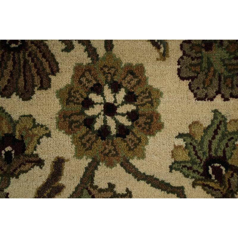Hand Knotted Oriental 100% Wool Carpet Traditional All-Over Beige & Ivories Agra Area Rug - 9' 10'' X 8' 2''
