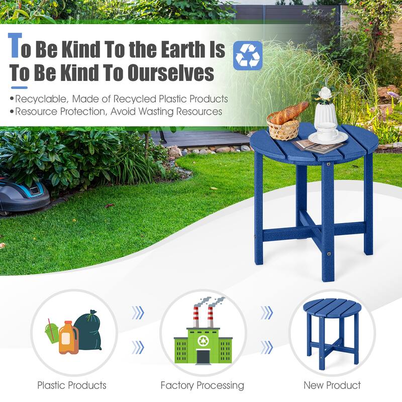 Gymax 2PCS 18'' Patio Adirondack Side Table Weather Resistant HDPE