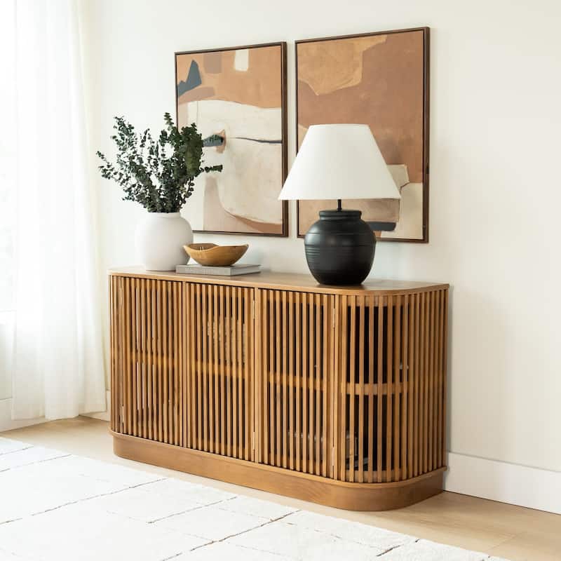 Plank and Beam Contour Curved 3-Door Sideboard/TV Stand