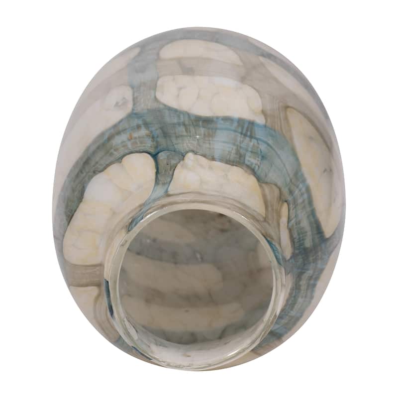 Sagebrook Home Handcrafted Modern Glass Vase - Blue & Tan