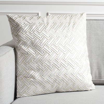 SAFAVIEH Nina 20-inch Metallic Grey/ White/ Gold Decorative Pillow