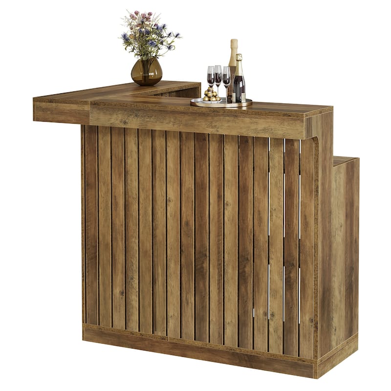 L-Shaped Home Bar Unit, 4-Tier Corner Liquor Bar Table