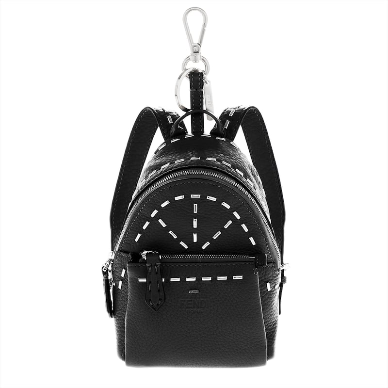 Fendi Selleria Nano Backpack Charm - Black and Silver - Black and Silver
