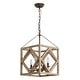 preview thumbnail 4 of 5, 4-Light Rectangular Wood Candle Chandelier for Living Room, Home Decoration