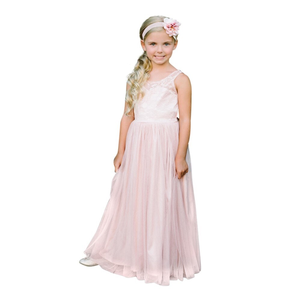 Think Pink Bows Little Girls Blush Floral Lace Vienna Flower Girl Dress 4 Overstock