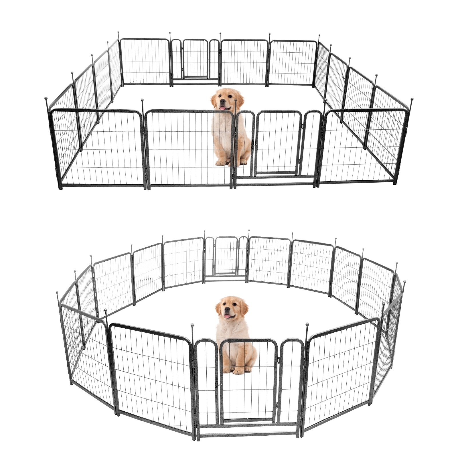 16 Dog Fence with Two Gates for Outdoor Patio Camping