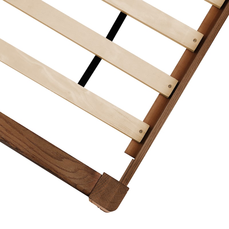 Solid Wood Panel Platform Bed with Headboard, Double Size Beds Wooden Rustic Bed Frame Bedroom Furniture