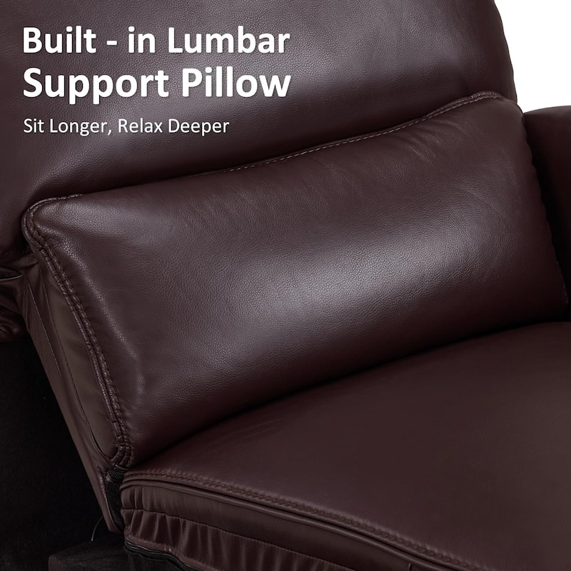 MCombo Power Swivel Rocker Recliner with Lumbar Support, Faux Leather Electric Nursery Glider Recliner Chair