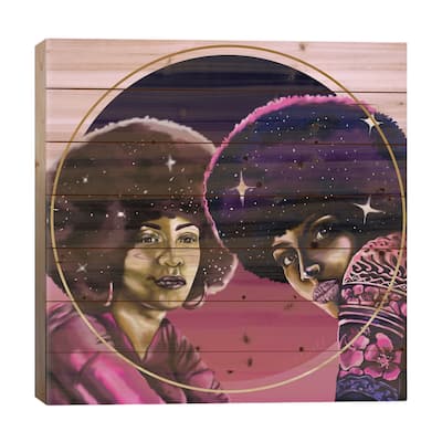 Angela And Assata Print On Wood by Poetically Illustrated - Multi-Color