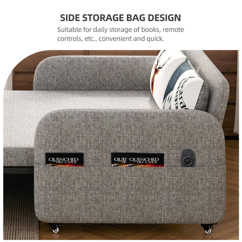 4 in 1 Convertible Sofa Bed with Hidden Storage Modern Sleeper Chair for Small Spaces, Dorms, and Home Offices