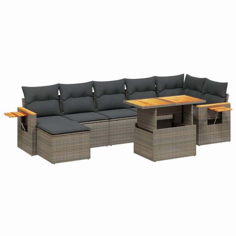 vidaXL Patio Sofa Set with Cushions Modular Lounge Set 8 Piece Poly Rattan