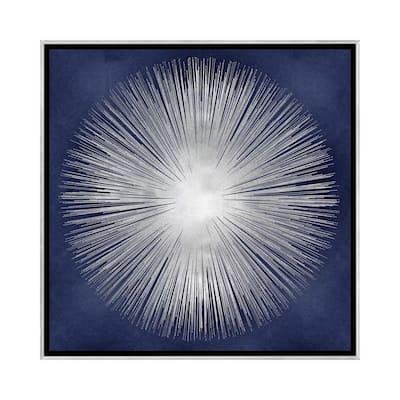 iCanvas "Silver Sunburst On Blue I" by Abby Young Framed
