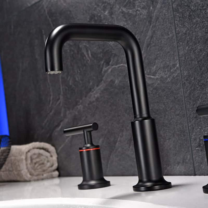 Matte Black 3-Hole Double Handle Bathroom Sink Faucet