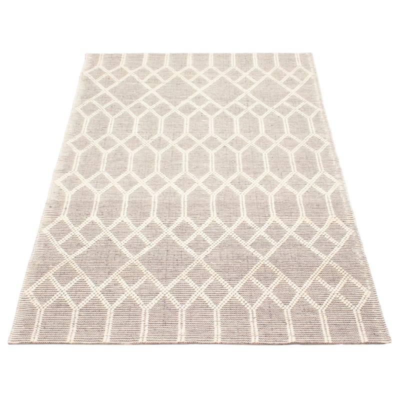 ECARPETGALLERY Braid weave Sienna Grey Wool Rug - 5'0 x 8'1