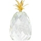 preview thumbnail 6 of 8, Clear Crystal Faceted Pineapple Fruit Decorative Sculpture with Gold Leaves (Set of 3)