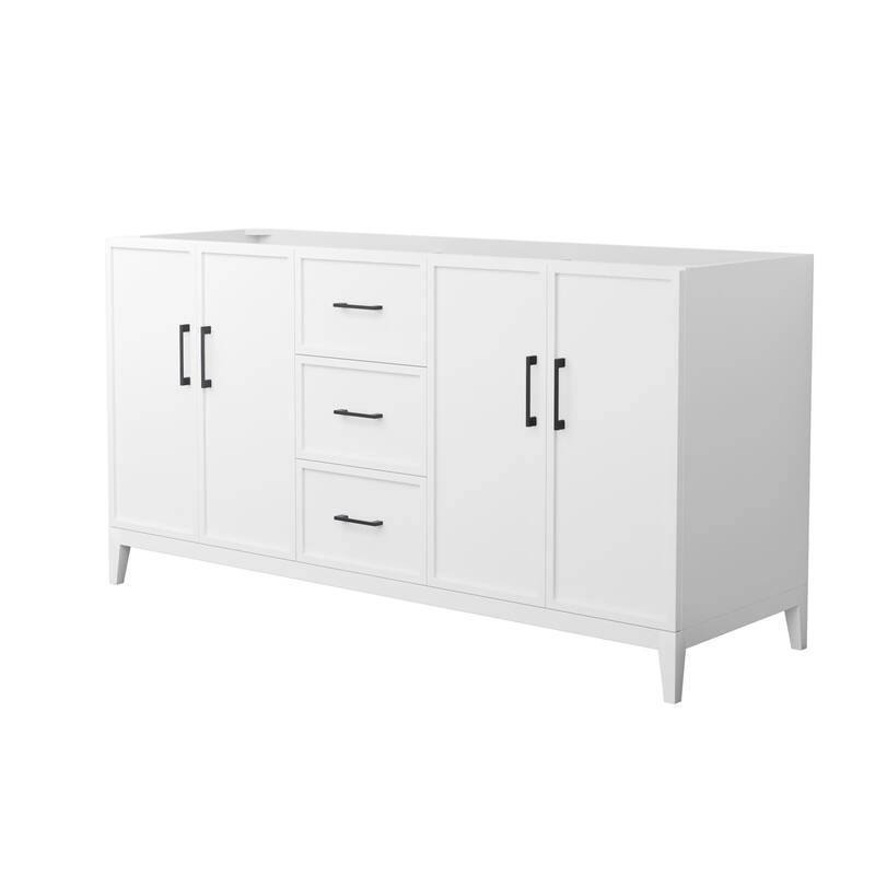 Wyndham Collection WCH717166D-CX-MXX Elan 65" Double Free Standing - White / Matte Black Hardware