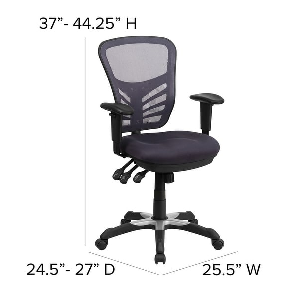 dimension image slide 2 of 13, Nicholas Mid-Back Blue Mesh Multifunction Executive Swivel Ergonomic Office Chair with Adjustable Arms