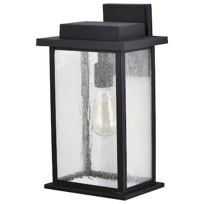 Sullivan 1 Light Large Wall Lantern Matte Black with Clear Seeded Glass