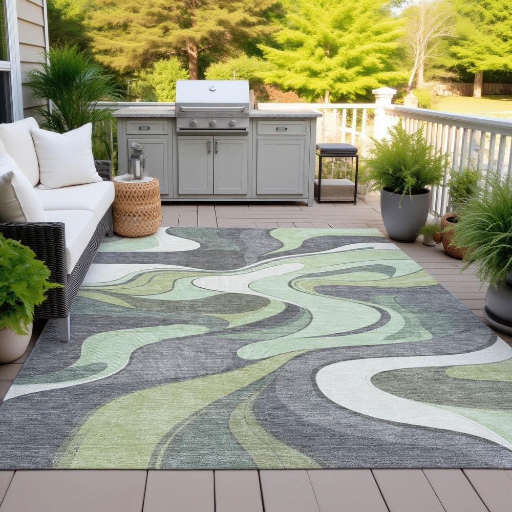 Machine Washable Indoor/Outdoor Soft Contemporary Chantille Rug