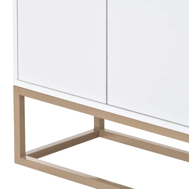 Elegant 4-Door Sideboard for Small Spaces with Adjustable Storage and Gold Legs