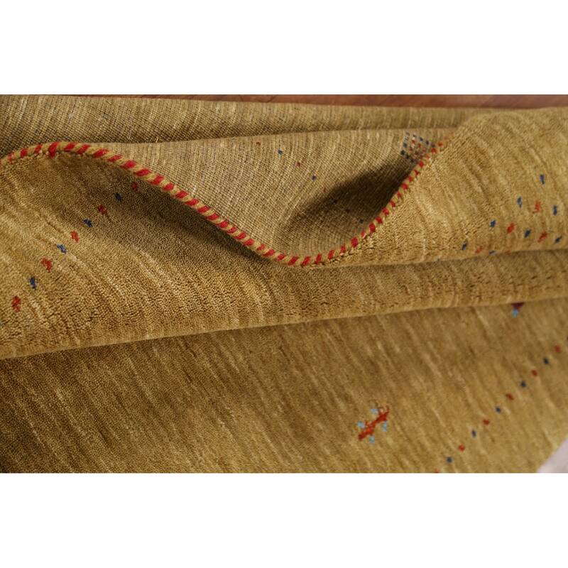 Tribal Gold Gabbeh Oriental Accent Rug Hand-Knotted Wool Carpet - 3'10"x 5'10"