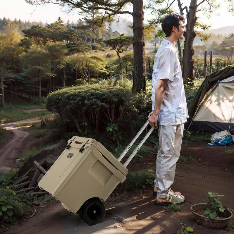 Costway 45 Quart Cooler Towable Ice Chest w/ All-Terrain Wheels - See Details