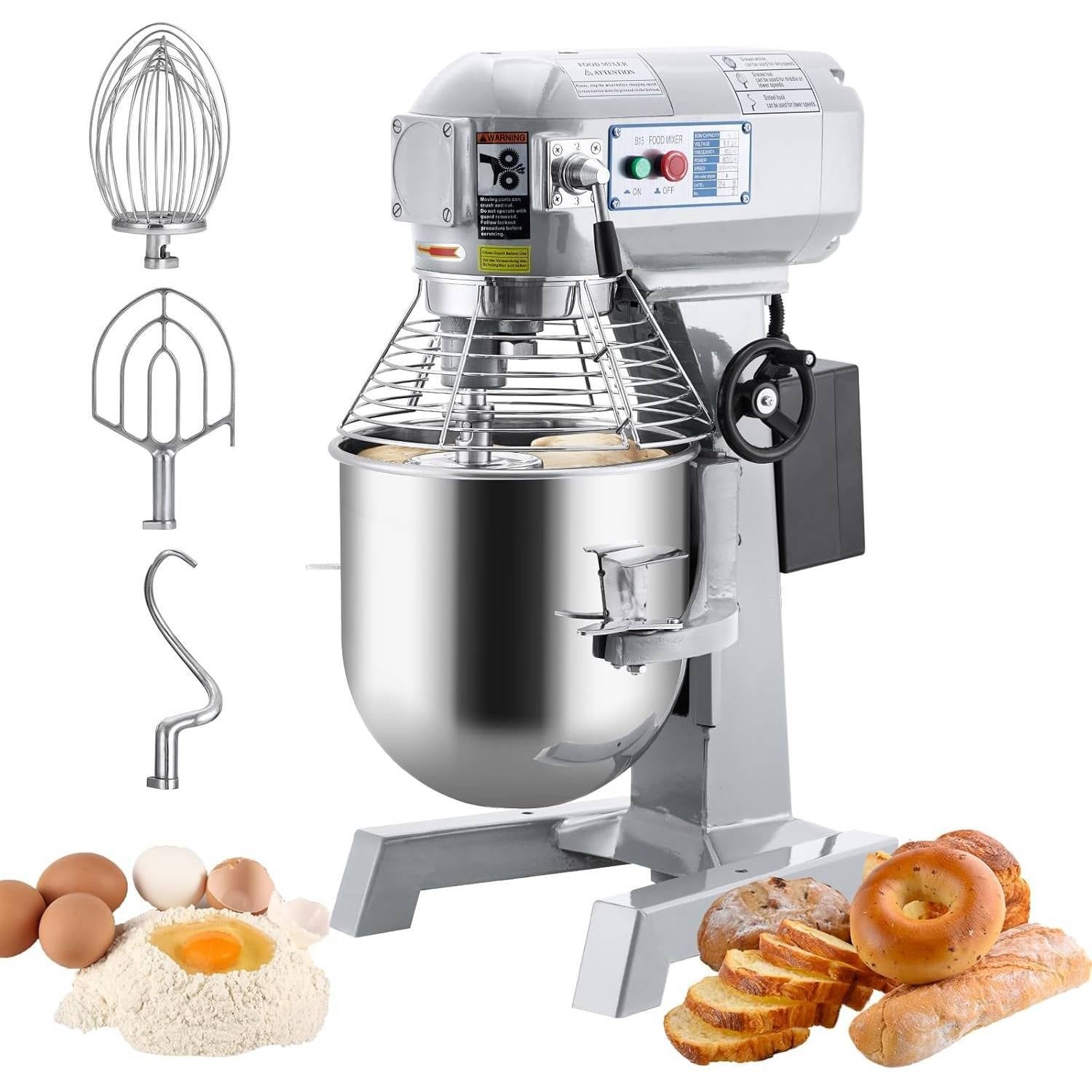 Commercial Food Mixer with Stainless Steel Bowl