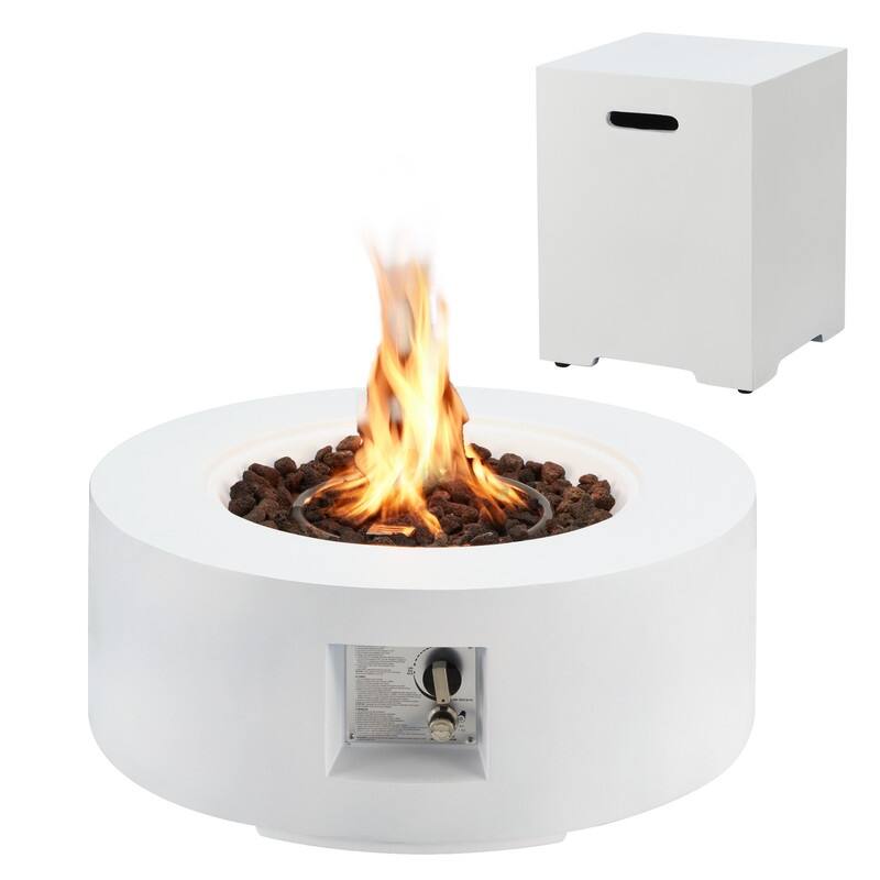 Outdoor Propane Fire Pit Table with Tank Storage and Weather-Resistant Cover