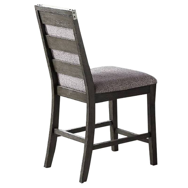 Wooden High Chairs with Upholstered Seat and Backrest, Set of 2, Gray