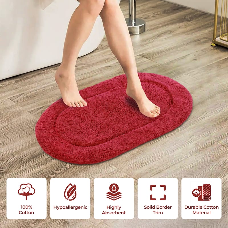 Superior Cotton Non-slip Oval Bath Rug - (Set of 2)