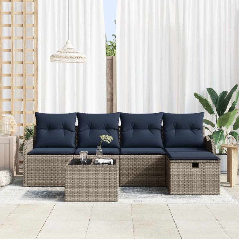 vidaXL 5/6 Piece Garden Sofa Set with Cushions - 90.9×46.1×27.2