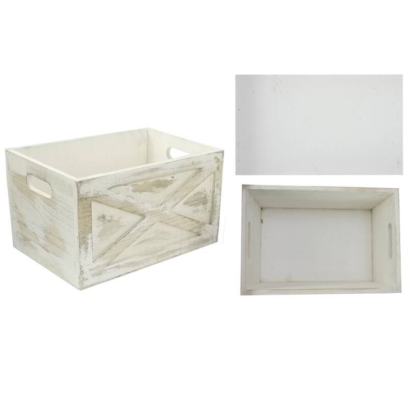 Rustic Barn Door Style Wooden Crates, Set of 3