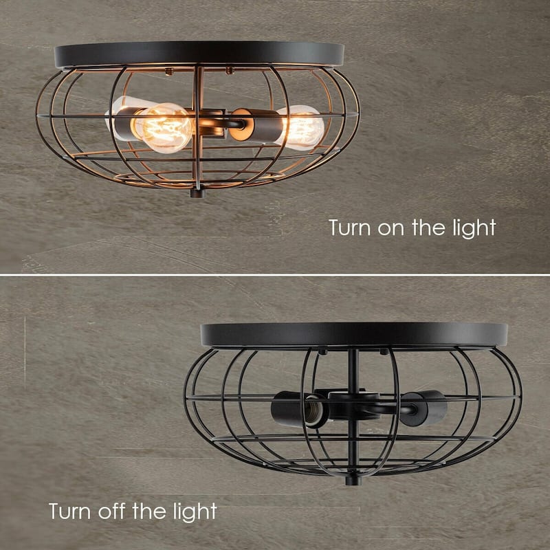Semi Flush Mount Ceiling Light with Industrial Retro Design - 15.5" x 15.5" x 8" (L x W x H)