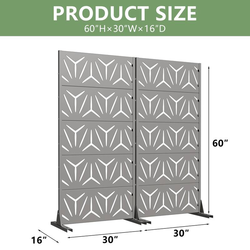 Dovelina Outdoor Freestanding Metal Privacy Screen Decorative Garden Fence (Set of 2)