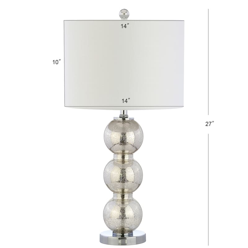 Ella 27" Glass Triple-Sphere LED Table Lamp, Mercury Silver/Chrome (Set of 2) by JONATHAN Y