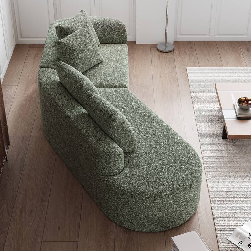 Modular Curved Sectional Sofa, Oversized Chenille Cloud Couch, Compressed Upholstered Sofa with 4 Throw Pillows