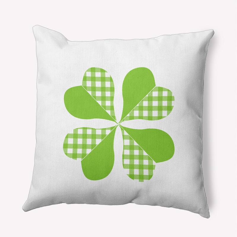 Checkered Clover Indoor/Outdoor Throw Pillow - Lime Green - 16" x 16"