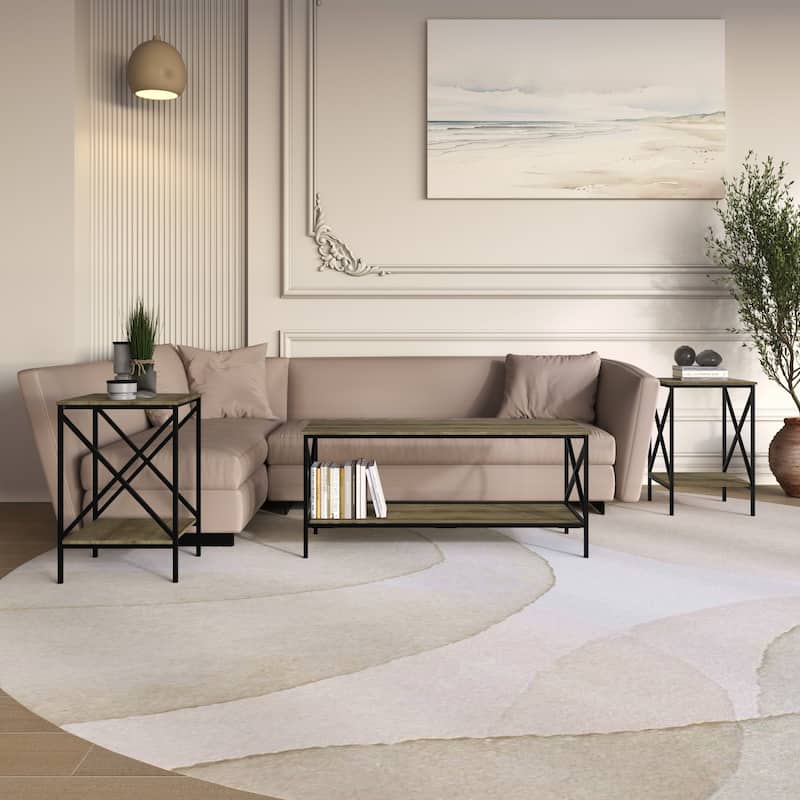 Clayfell Chanute 3-Piece Coffee Table Set - Light Brown