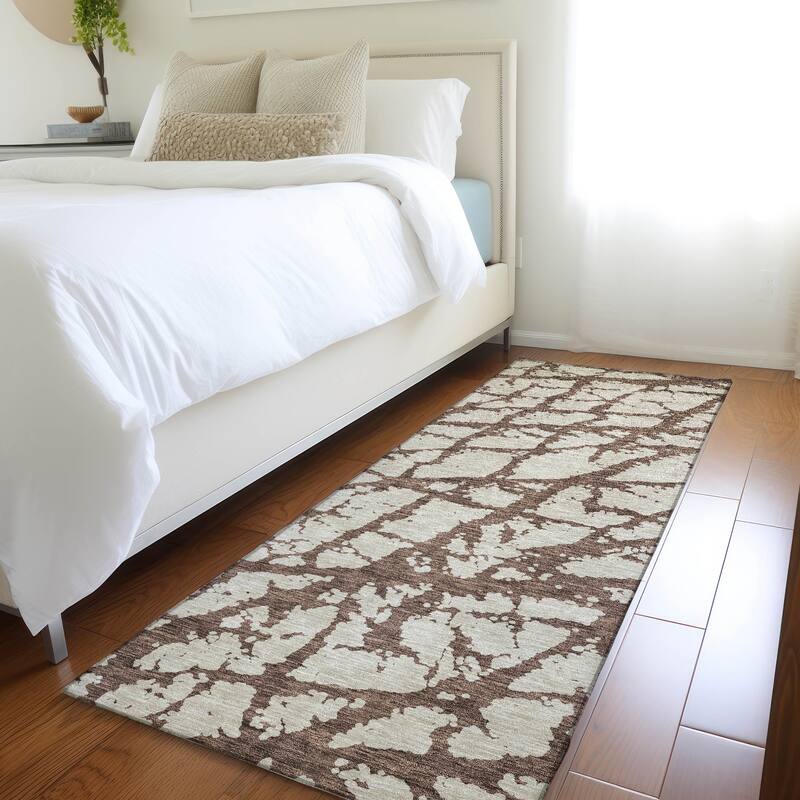 Premium Washable Super Soft Modern Crackle Mayfield Rug - Brown - 2'3" x 7'6"