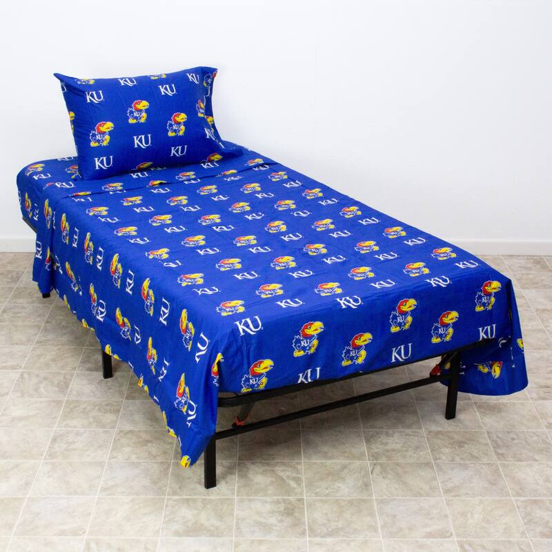Kansas Jayhawks 100% Cotton Sheet Set