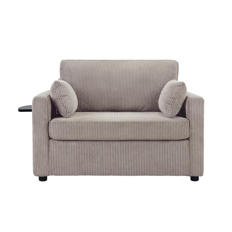 Roomfitters Twin Sofa Bed with Foldable Mattress, Side Table, Storage Pocket and USB Ports for Living Room