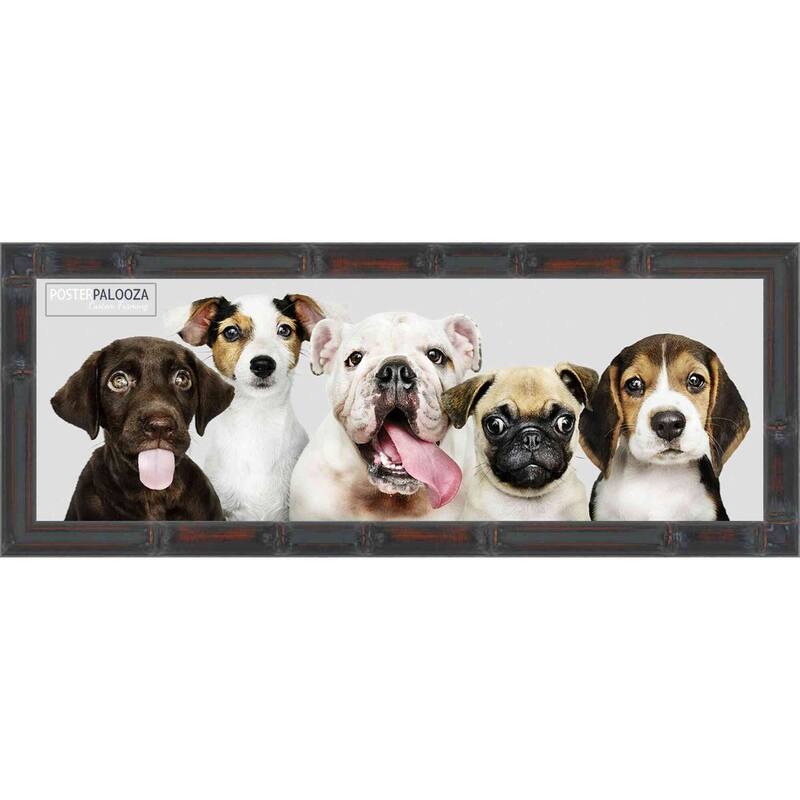 10x24 Brown Thin Bamboo Picture Frame - UV Acrylic, Foam Board Backing, Hanging Hardware