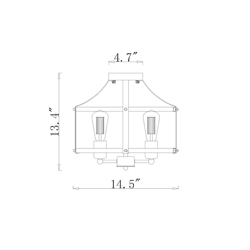 Teeger Matte Black 4-Light Open Metal Cage Semi-Flush Mount