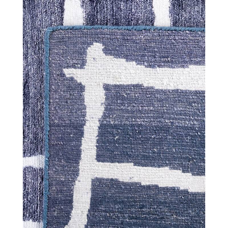 Modern One-of-a-Kind Hand-Knotted Area Rug, Blue - 9' 1" x 12' 0"