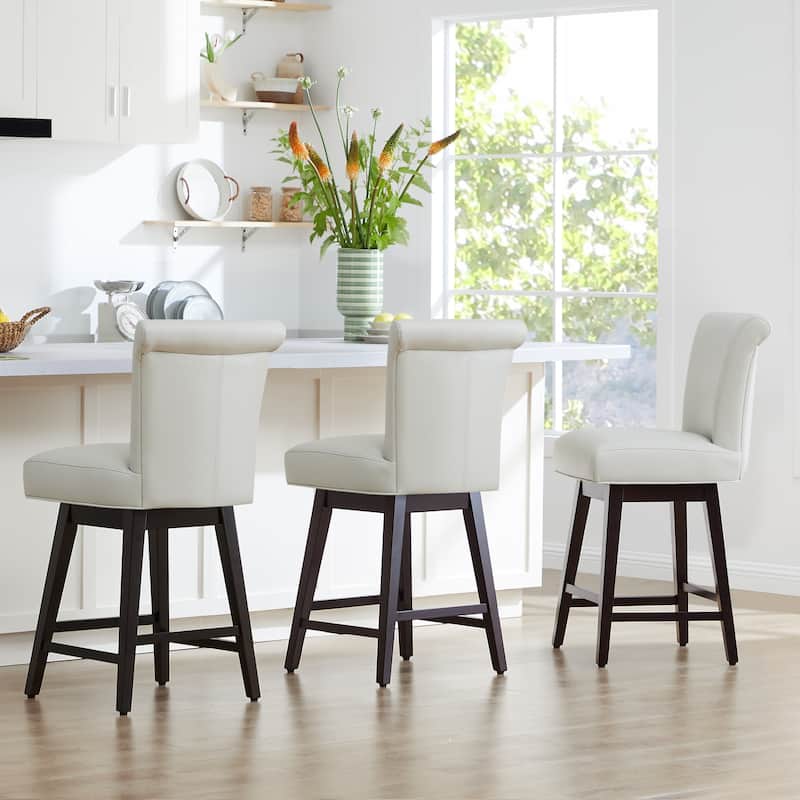 Spruce & Spring Noah Upholstered 26-inch Counter Height Swivel Barstool Set