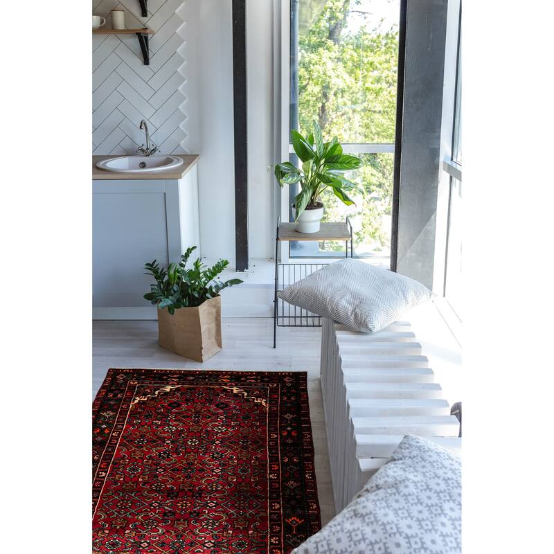 ECARPETGALLERY Hand-knotted Andelz Red Wool Rug - 3'7 x 10'1