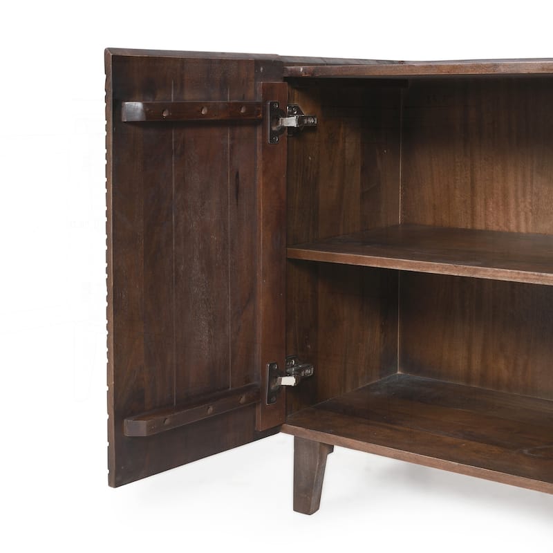 Charming Rustic Mango Wood Cabinet with Versatile Storage