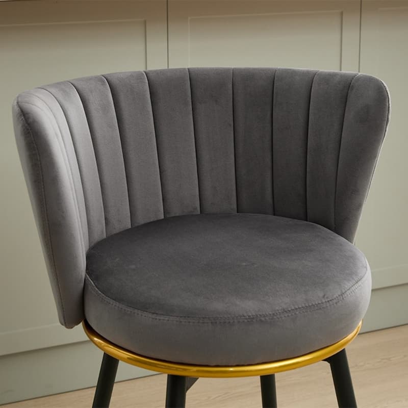 360° Swivel Upholstered Barstools with Backs and Metal Legs( Set of 2)
