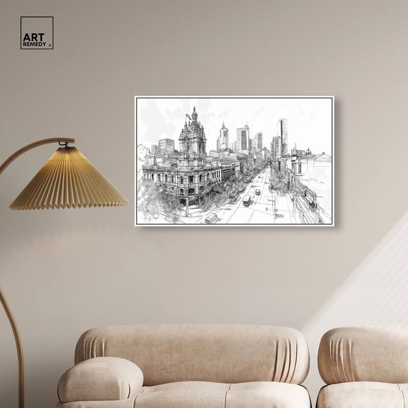Collins Street Sketch Canvas by Art Remedy